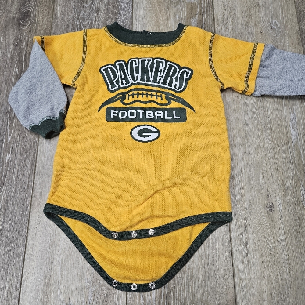 NFL Green Bay Packers Long Sleeve Bodysuit Snap Children Infants 18 Months Baby